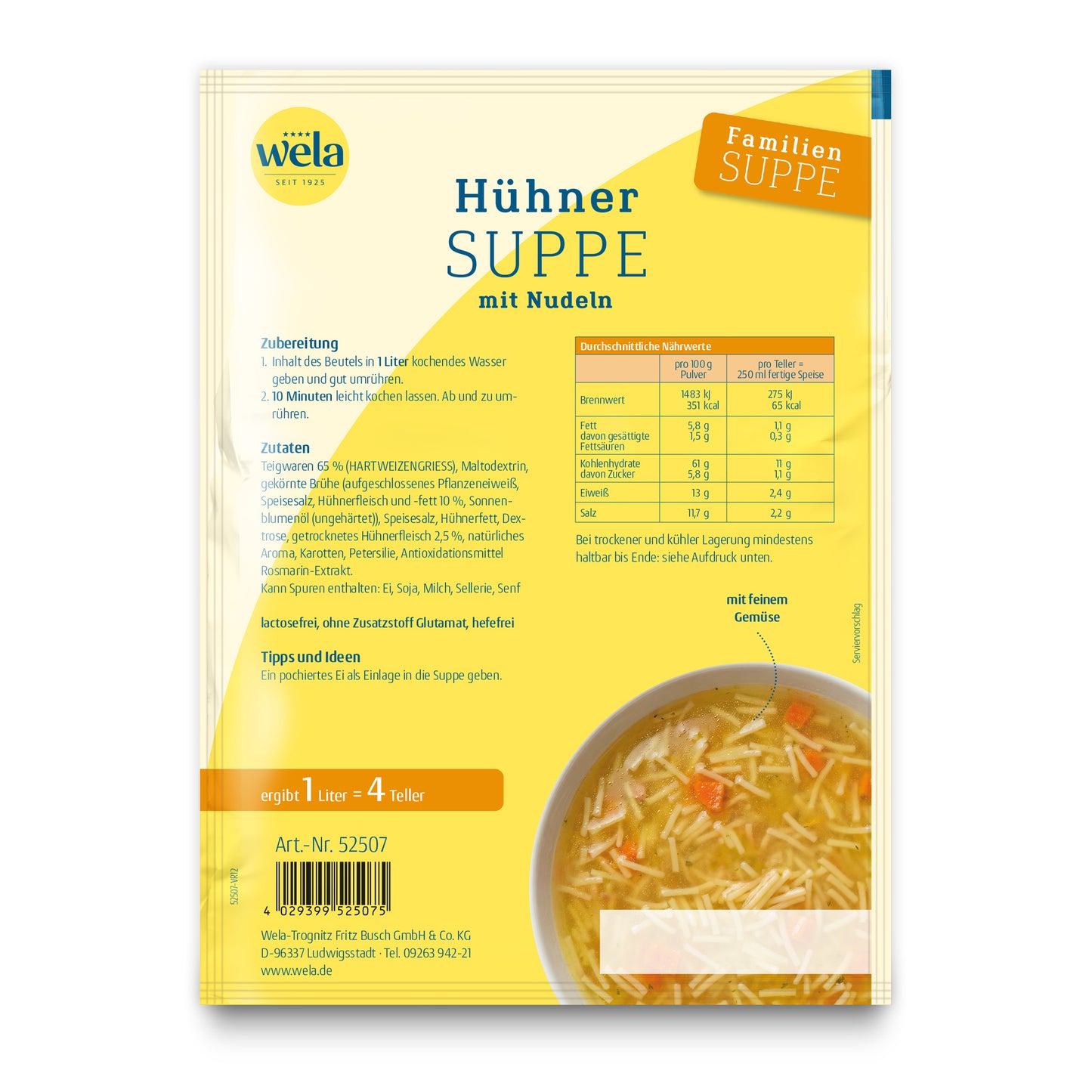 Wela Hühnersuppe mit Nudeln