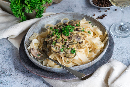Tagliatelle mit Waldpilz-Frischkäse-Sauce