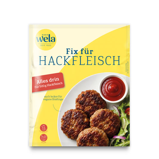 Wela Fix für Hackfleisch, für 500 g Hackfleisch – Beutel Vorderseite