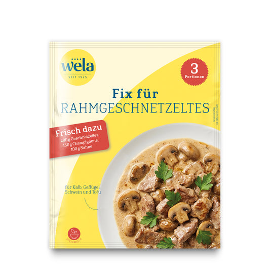 Wela Fix für Rahmgeschnetzeltes, 3 Portionen – Beutel Vorderseite