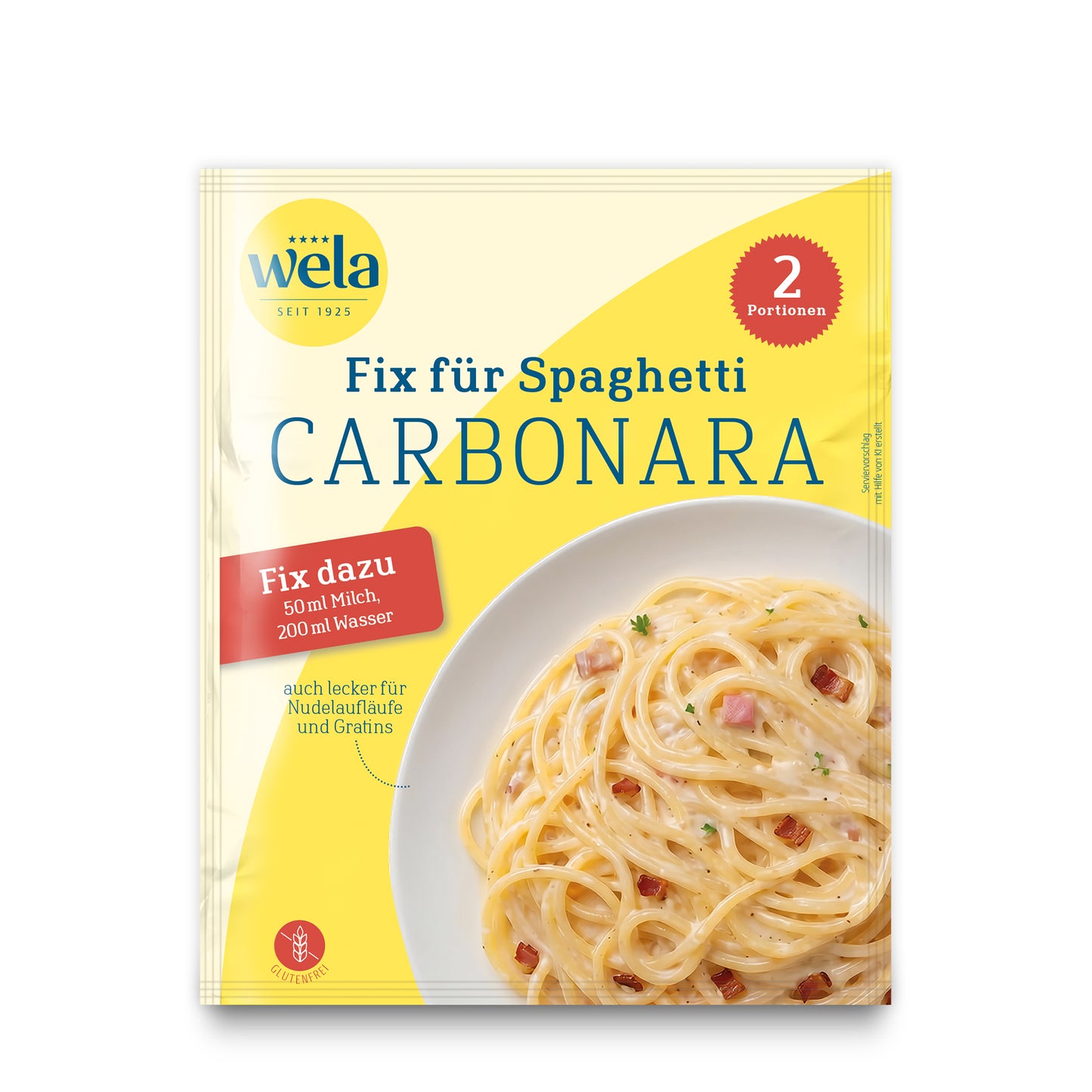 Wela Fix für Spaghetti Carbonara, 2 Portionen – Beutel Vorderseite
