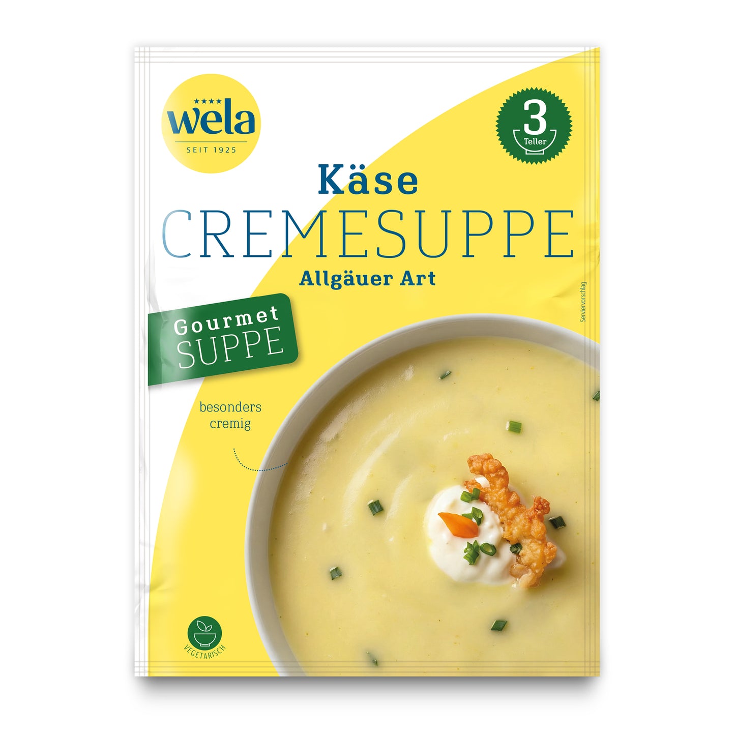 Wela Käsecremesuppe Gourmet, 3 Teller – Beutel Vorderseite