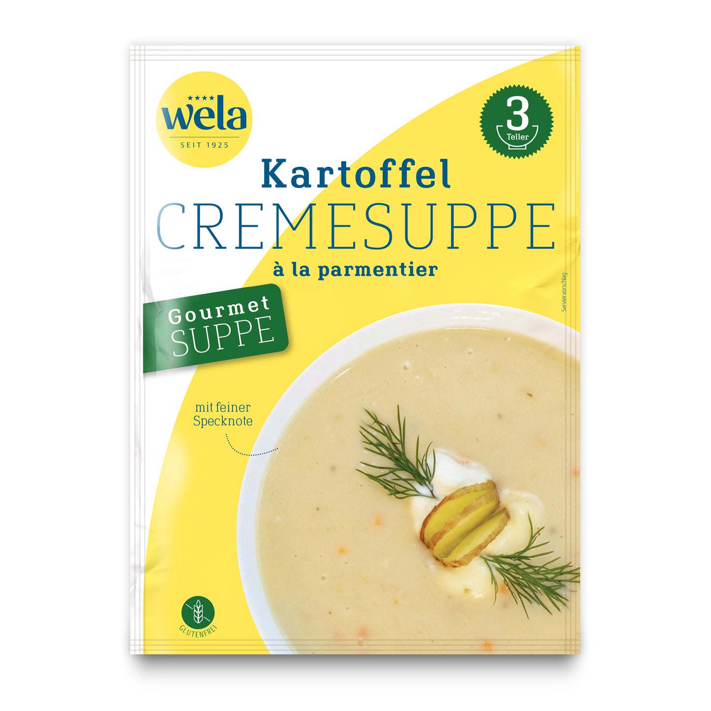 Wela Kartoffelcremesuppe Gourmet, 3 Teller – Beutel Vorderseite