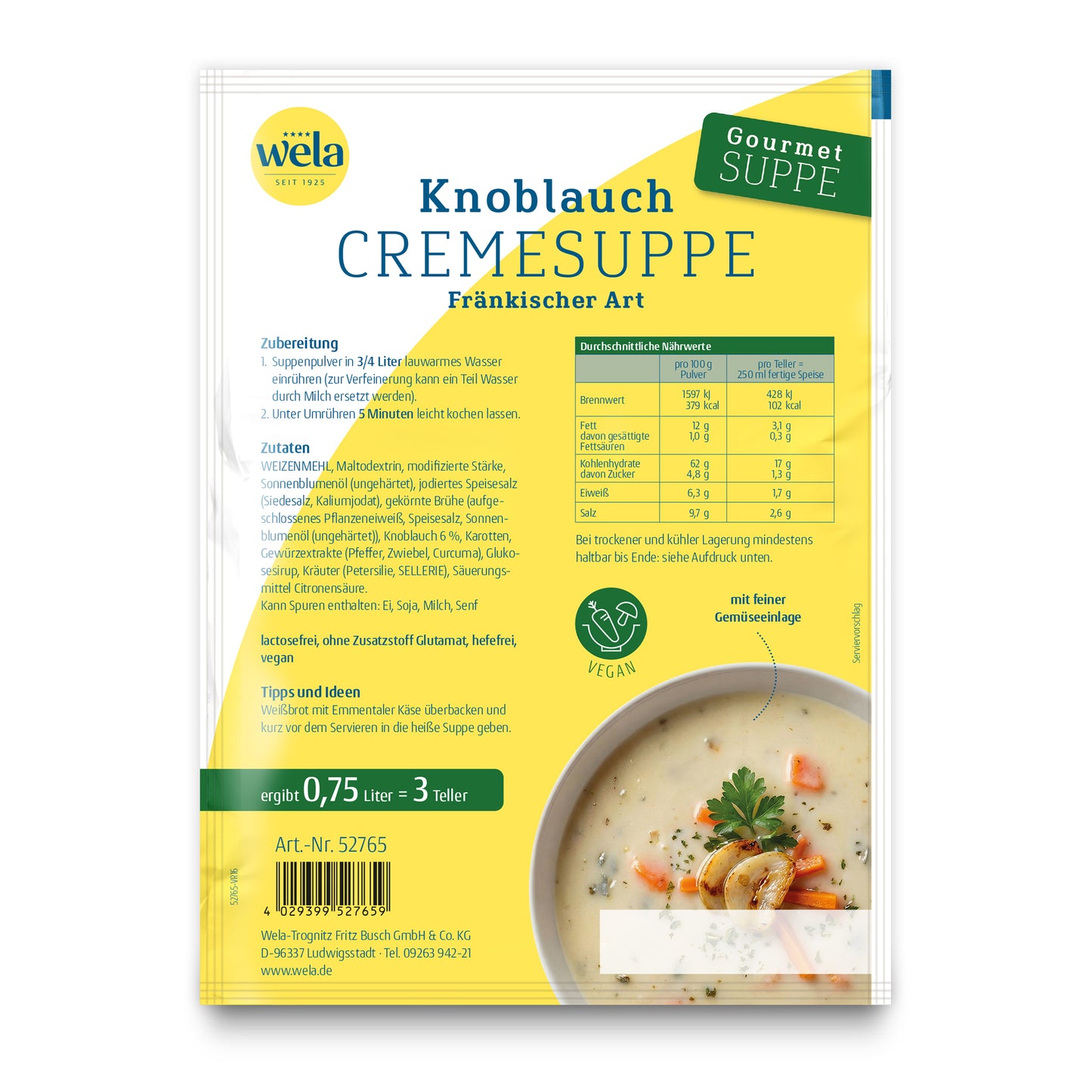 Wela Knoblauchcremesuppe Fränkische Art Gourmet