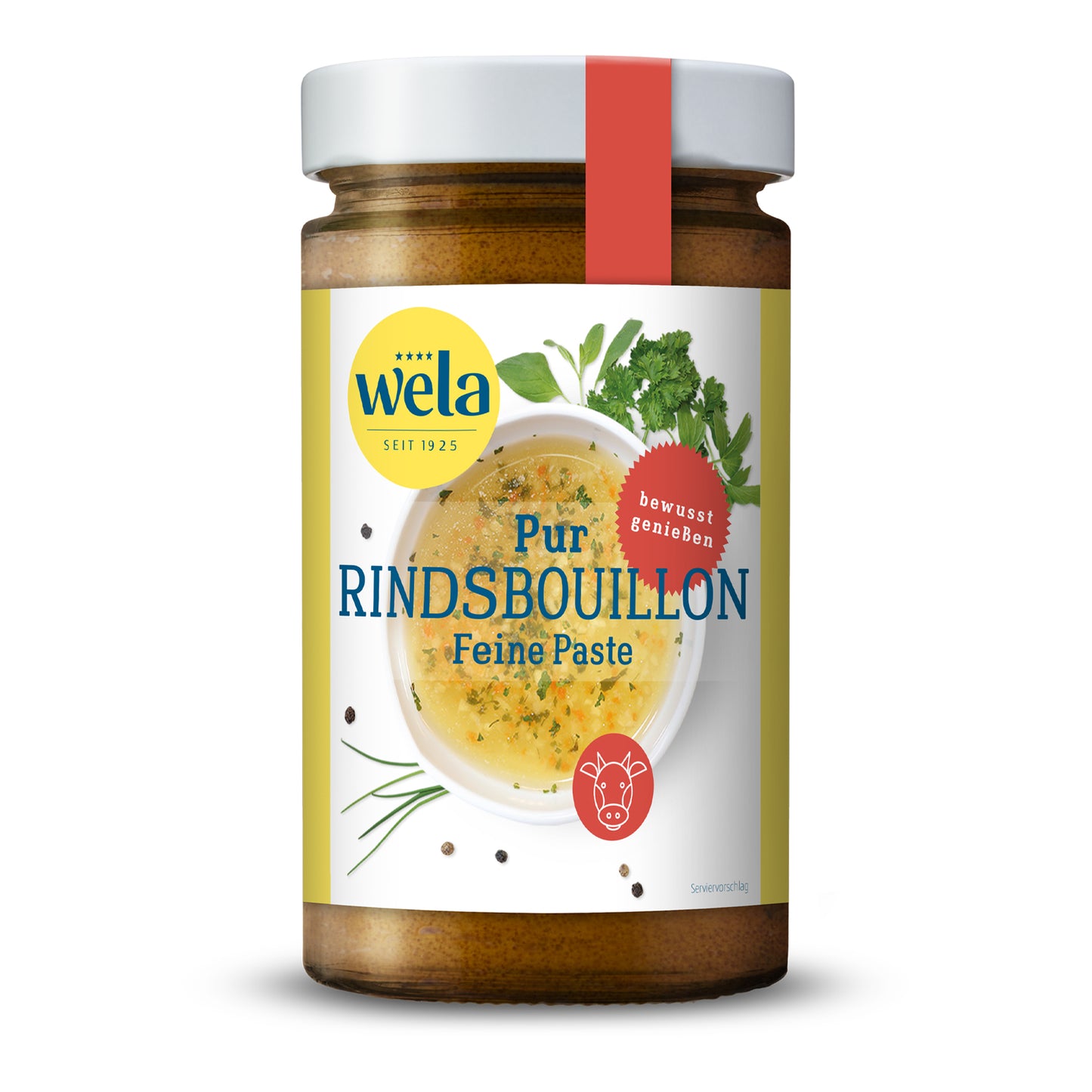Wela Rindsbouillon Pur Feine Paste im großen XL-Glas