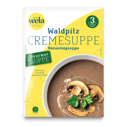 Wela Waldpilzcremesuppe Gourmet, 3 Teller – Beutel Vorderseite